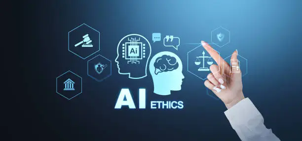 Abstract representation of ethical AI with interconnected nodes